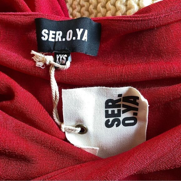 SER.O.YA Eden dress red cut out bodycon slinky midi Retrofete Revolve XXS - Picture 9 of 10